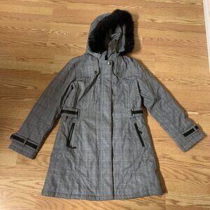 Grey Winter Coat with Hood Adult Size 8